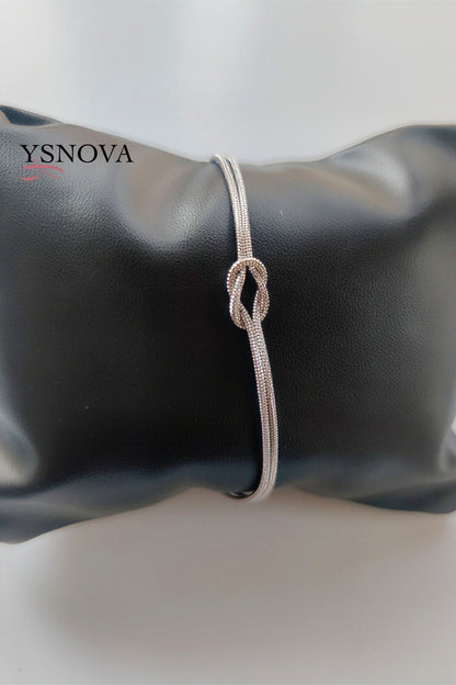 Women’s Bracelet with Double Love Knot Design – Gold or Silver Plated Stainless Steel