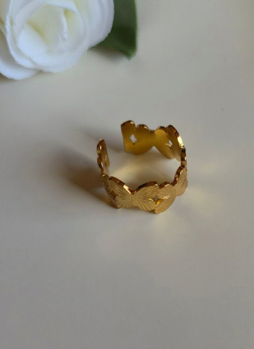 6 Modern Designs – Gold Plated Stainless Steel Rings Set (Free Size)