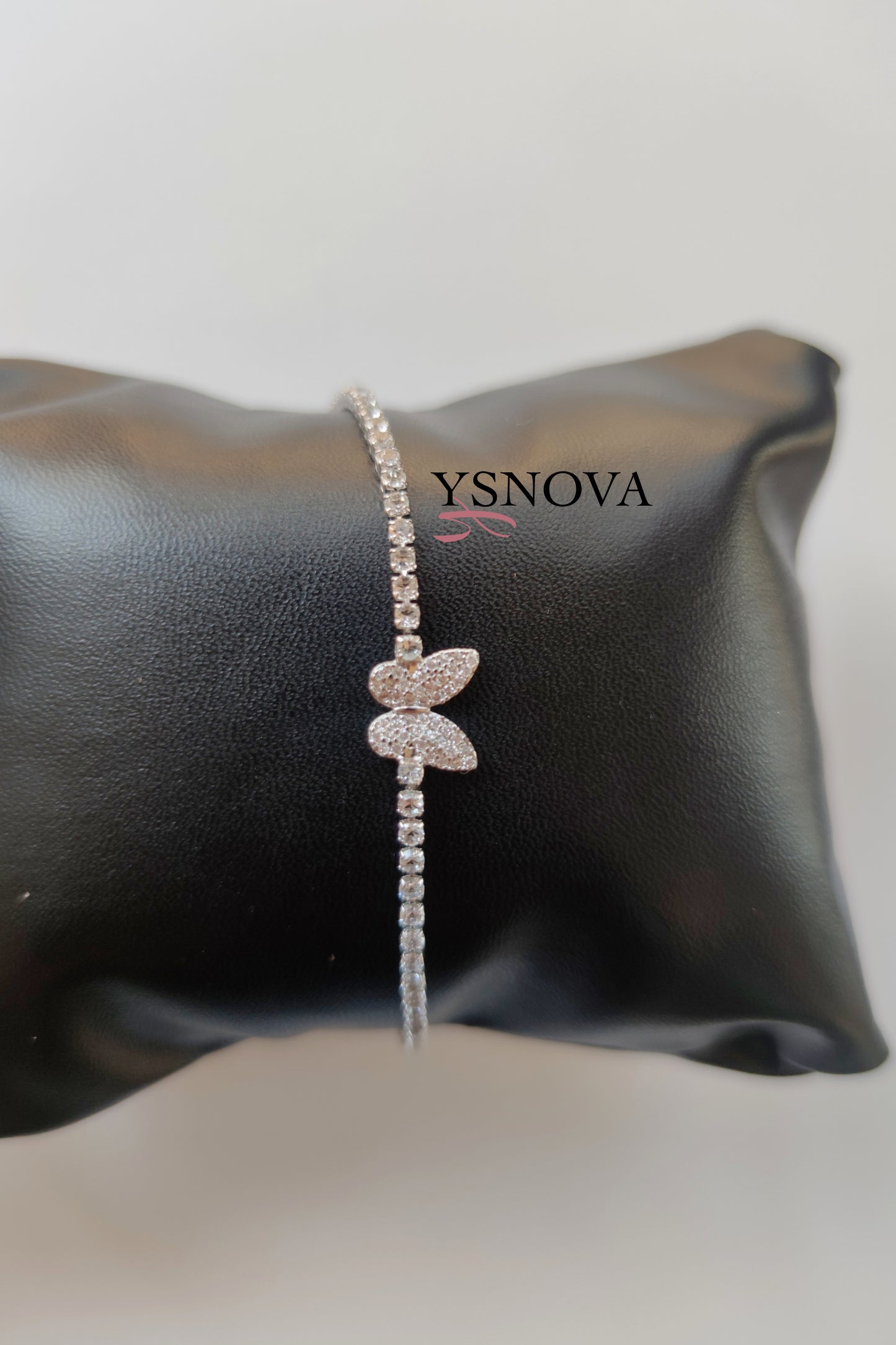 Gold or Silver Plated Stainless Steel Tennis Bracelet with Zircon Butterfly Charm
