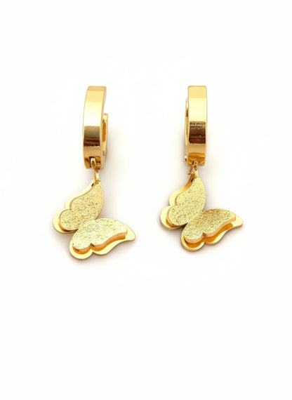 Drop Earrings with Elegant Butterfly Design – Gold Plated Stainless Steel