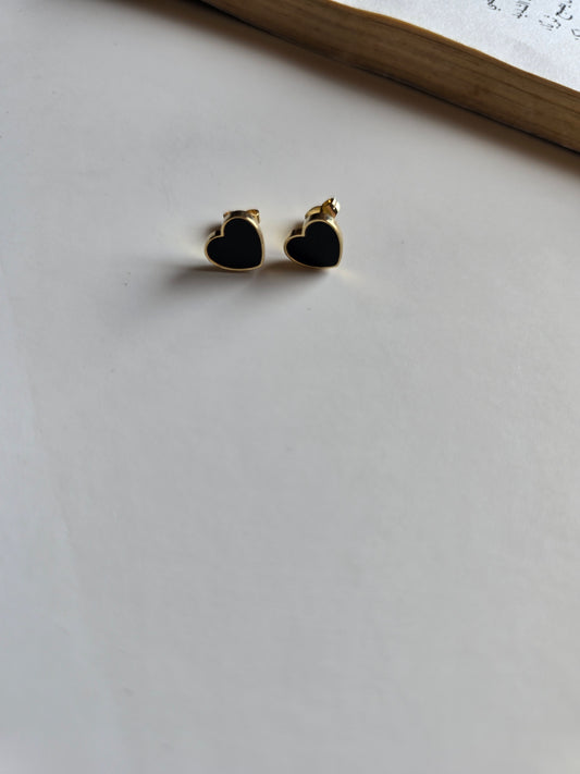 Black Heart Design – Gold Plated Stainless Steel Earrings