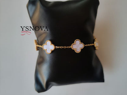 انسيال كلوفر ستانلس ستيل مطلي بالذهب أبيض