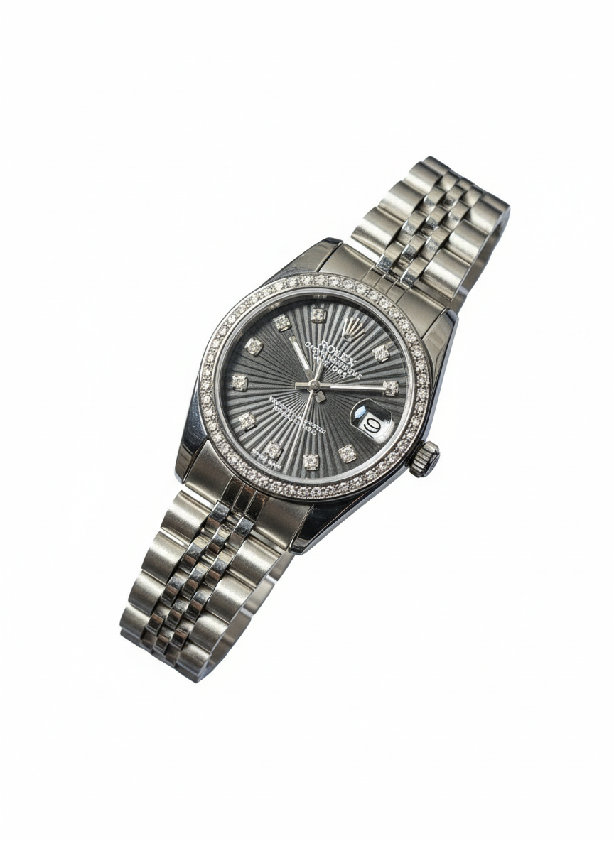 Luxury Women’s Silver watch Stainless-Steel Waterproof with black Dial
