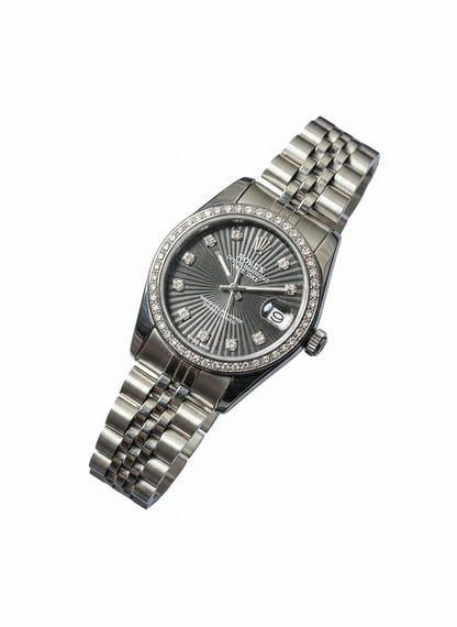 Luxury Women’s Silver watch Stainless-Steel Waterproof with black Dial