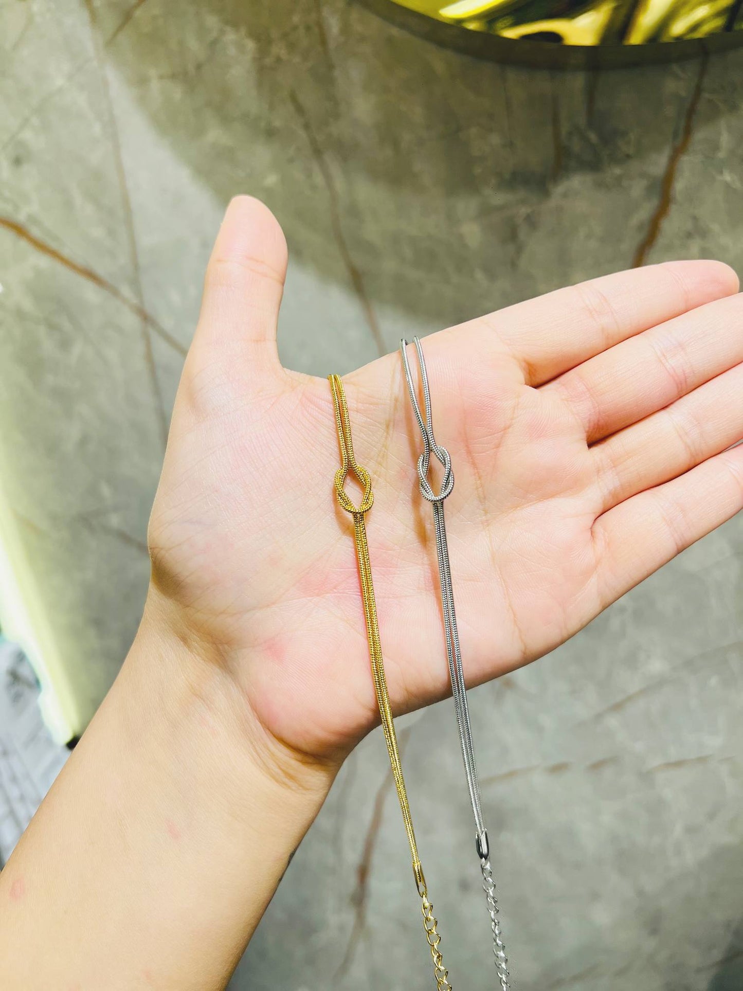 Women’s Bracelet with Double Love Knot Design – Gold or Silver Plated Stainless Steel