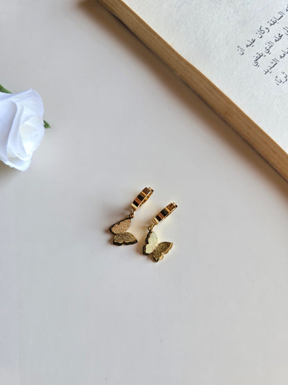 Drop Earrings with Elegant Butterfly Design – Gold Plated Stainless Steel