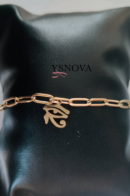Gold Plated Stainless Steel Eye of Horus Bracelet