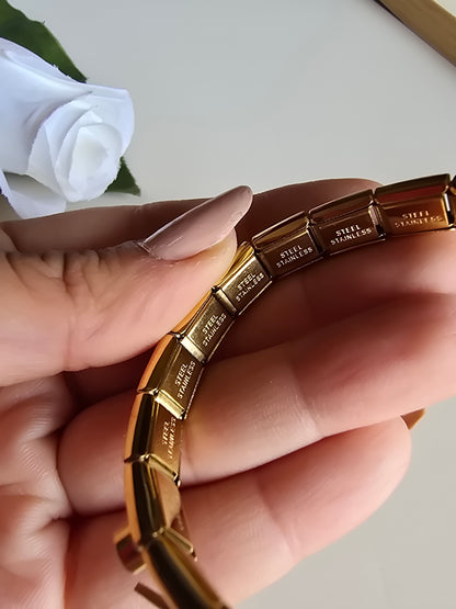 Flexible Bracelet with Dangling Butterfly Charms - Stainless Steel