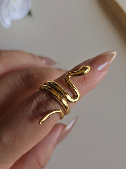 6 Modern Designs – Gold Plated Stainless Steel Rings Set (Free Size)