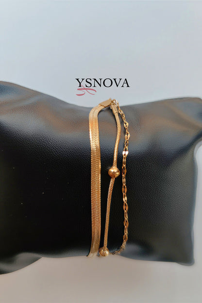 Gold Plated Stainless Steel Women’s Triple Layer Bracelet