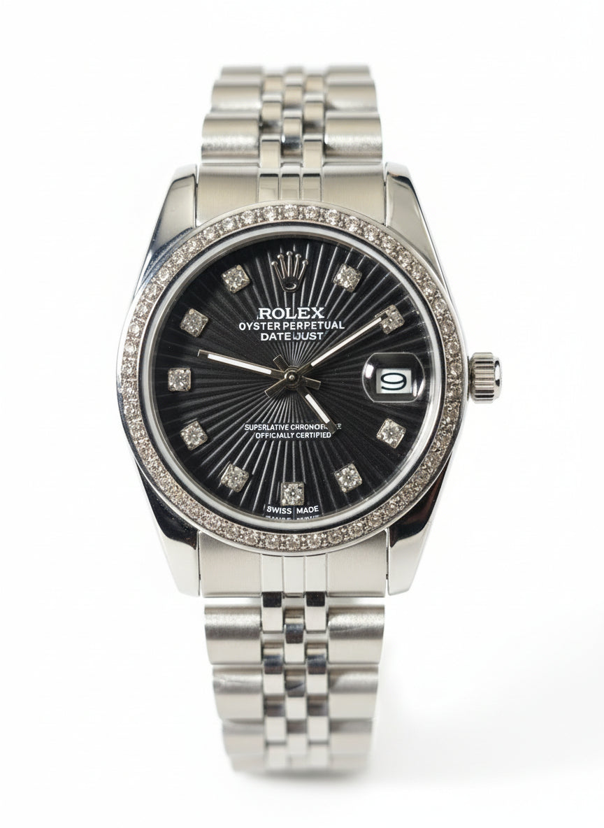 Luxury Women’s Silver watch Stainless-Steel Waterproof with black Dial