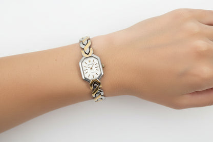 Rol-ex mix silver X gold Quartz watch with white dail