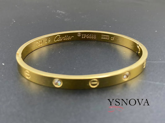Cartier Love Inspired Bangle with Zircon Stones - Gold Plated Stainless Steel