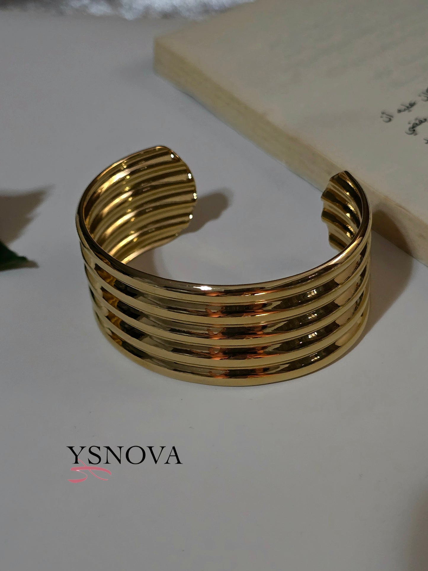 Wide Cuff Bracelet – Gold Plated Stainless Steel