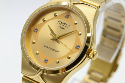 Tim-ely gold watch with gold dail