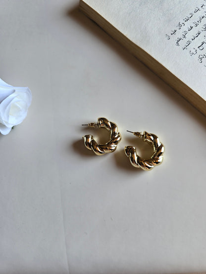 Elegant Twist Design – Gold Plated Stainless Steel Hoop Earrings