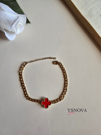 Red Clover Set – Van Cleef Inspired Design – Gold Plated Stainless Steel