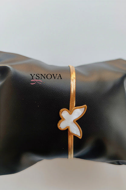 Gold Plated Stainless Steel Butterfly Bracelet – Available in White or Black