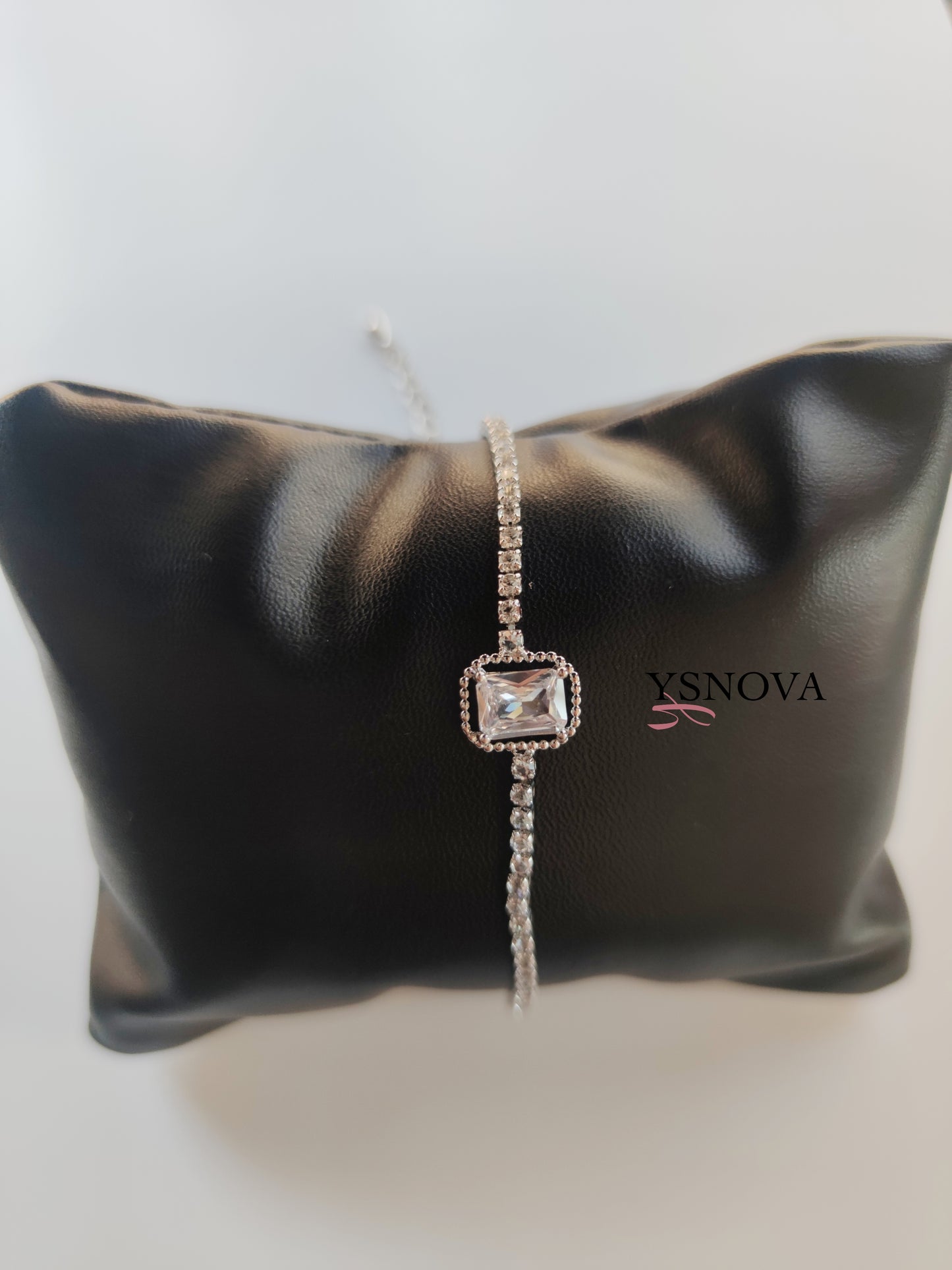 Gold & Silver Tennis Bracelet with Square Zircon Stones