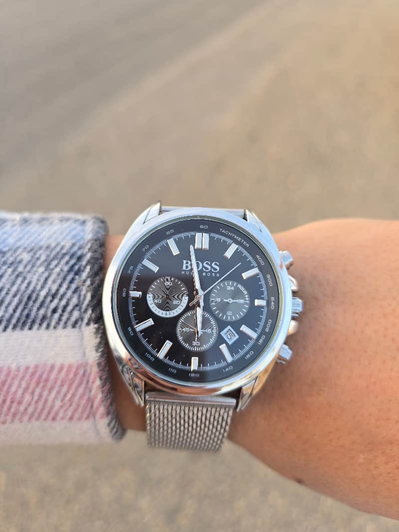 Bo-ss silver watch with black Dial