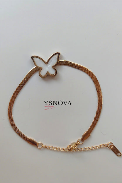 Gold Plated Stainless Steel Butterfly Bracelet – Available in White or Black
