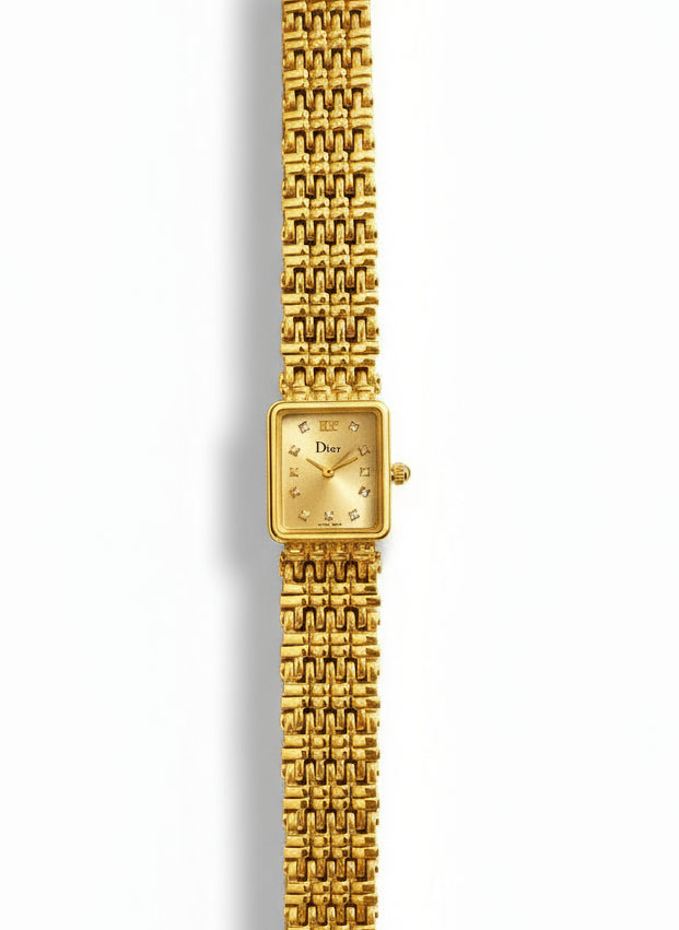 Vintage Square Dial Inspired by Dior - Gold Plated Stainless Steel Watch