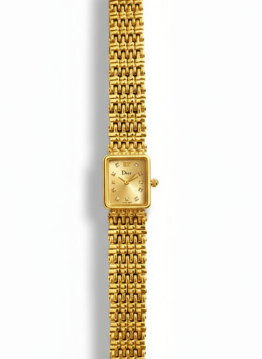 Vintage Square Dial Inspired by Dior - Gold Plated Stainless Steel Watch