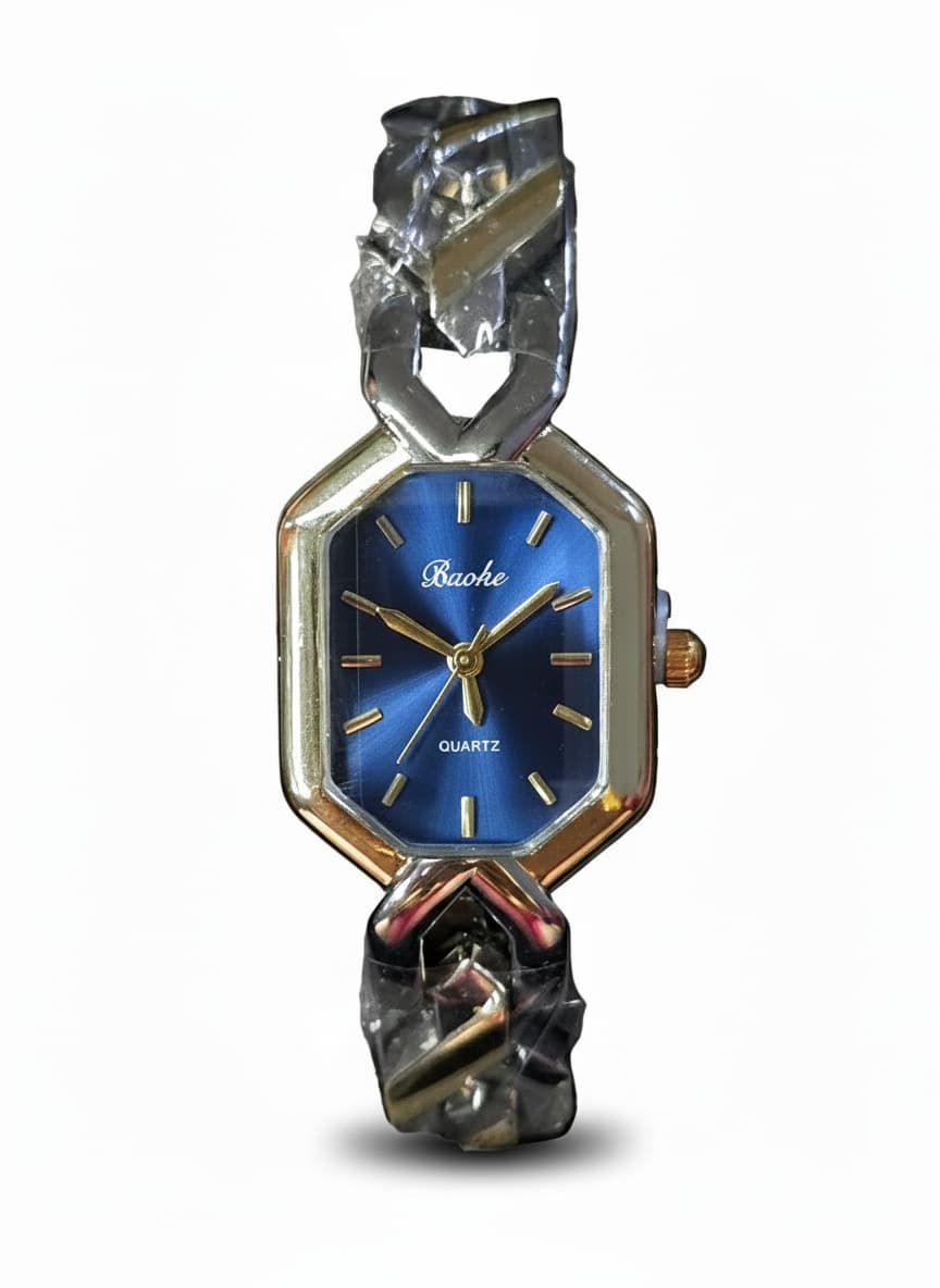 Silver × Gold | Blue Facet Watch