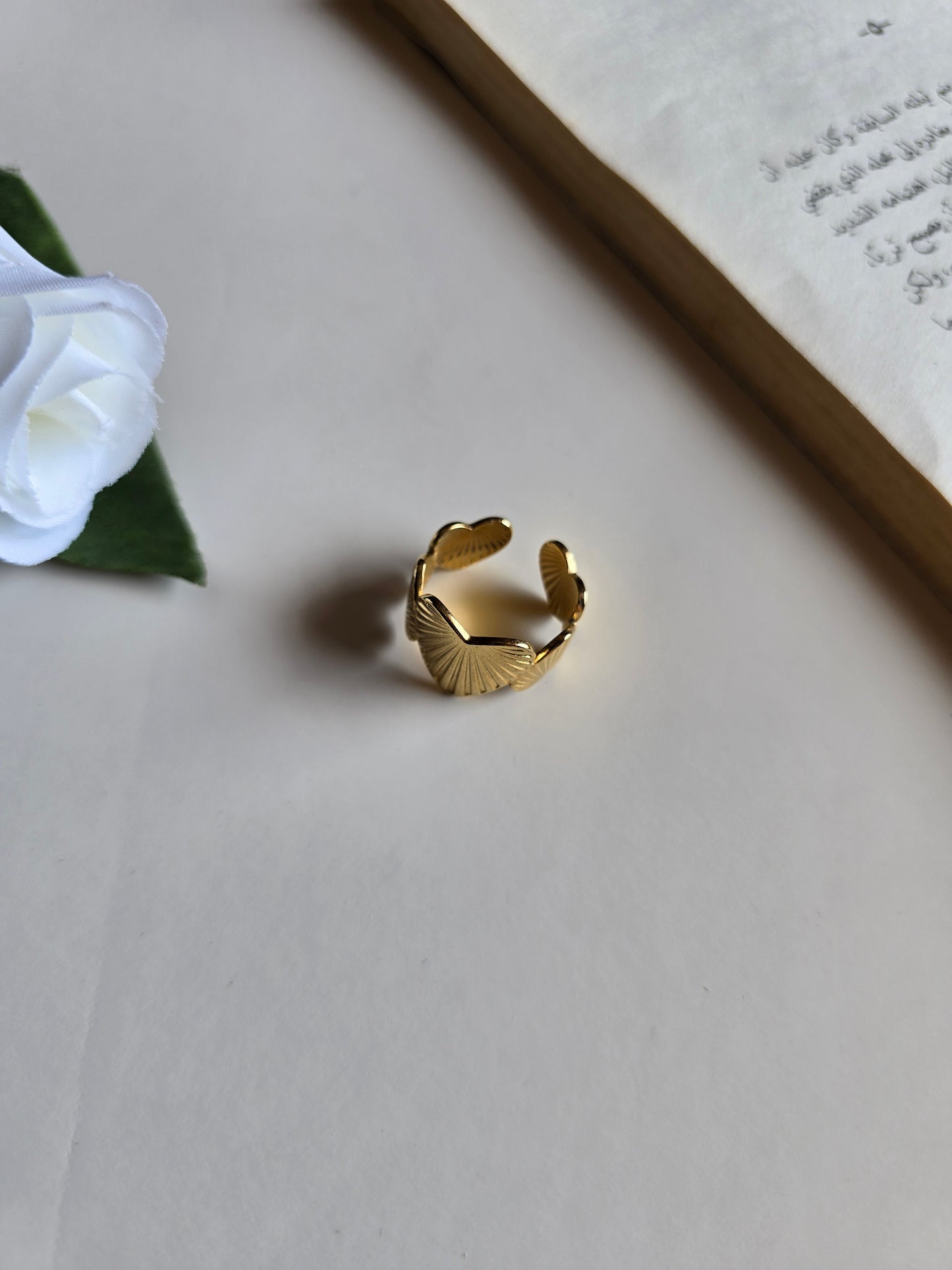 Heart Inspired Design – Gold Plated Stainless Steel Ring (Free Size)