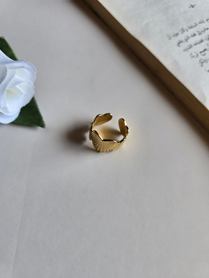 Heart Inspired Design – Gold Plated Stainless Steel Ring (Free Size)