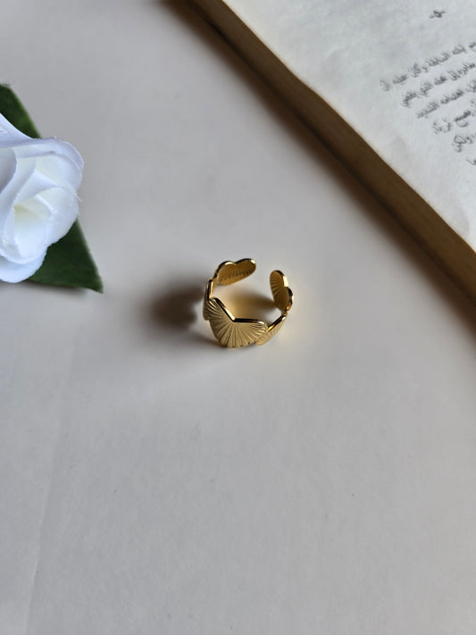 Heart Inspired Design – Gold Plated Stainless Steel Ring (Free Size)