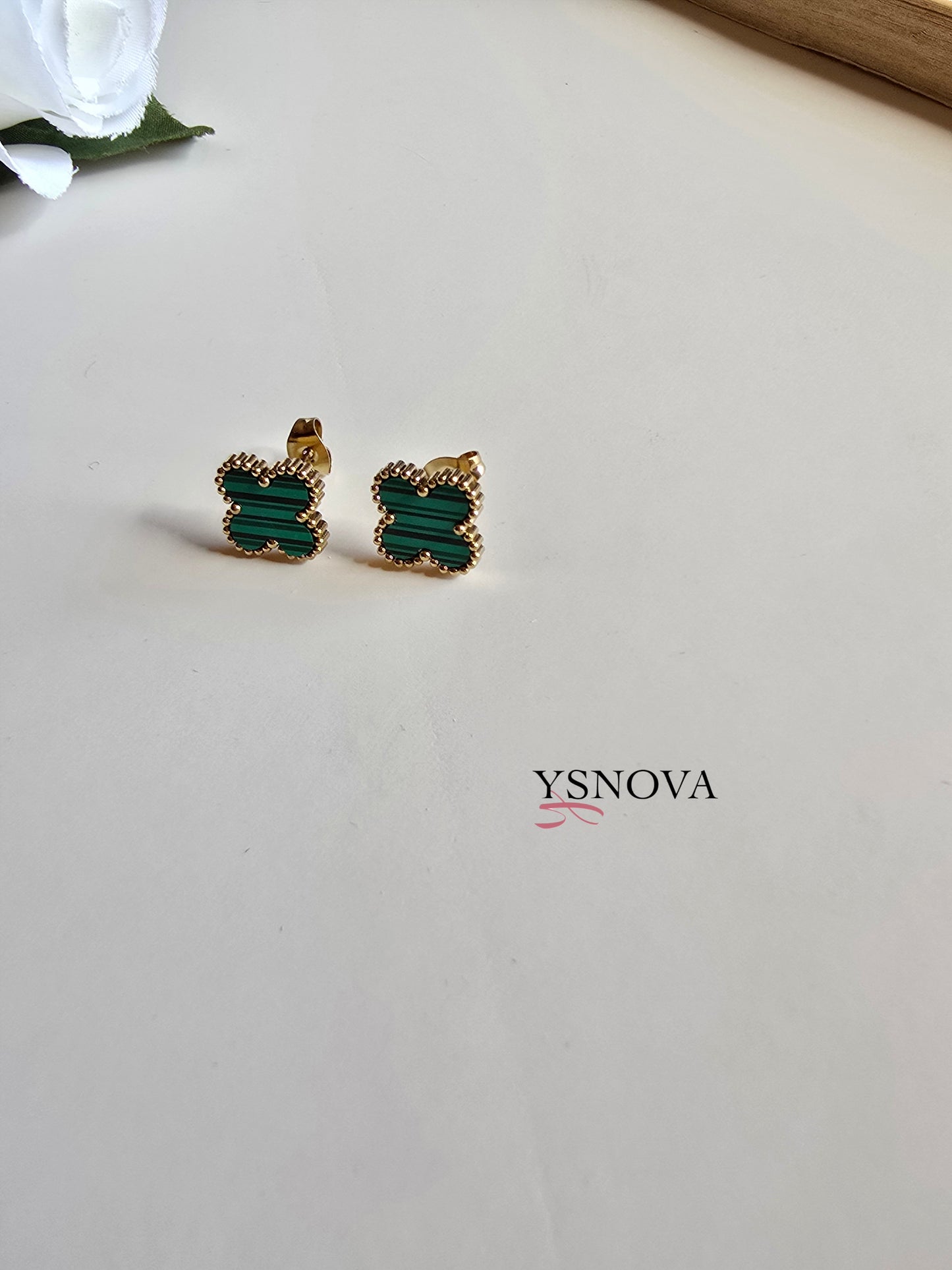 Van Cleef Alhambra Inspired Jewelry Set – Necklace, Bracelet & Earrings – Gold Plated Stainless Steel