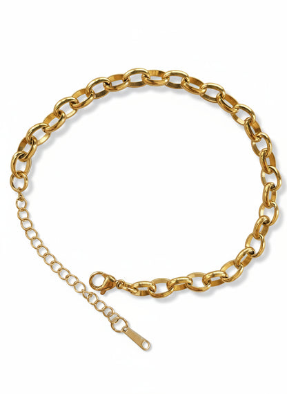 Gold Plated Stainless Steel Wide Chain Bracelet