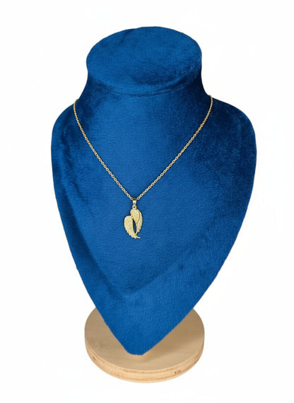 Wing Pendant Necklace with Zircon Stones – Gold Plated-Stainless Steel