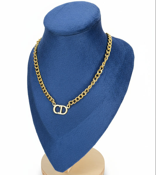 Dior CD Inspired Necklace –Gold Plated- Stainless Steel